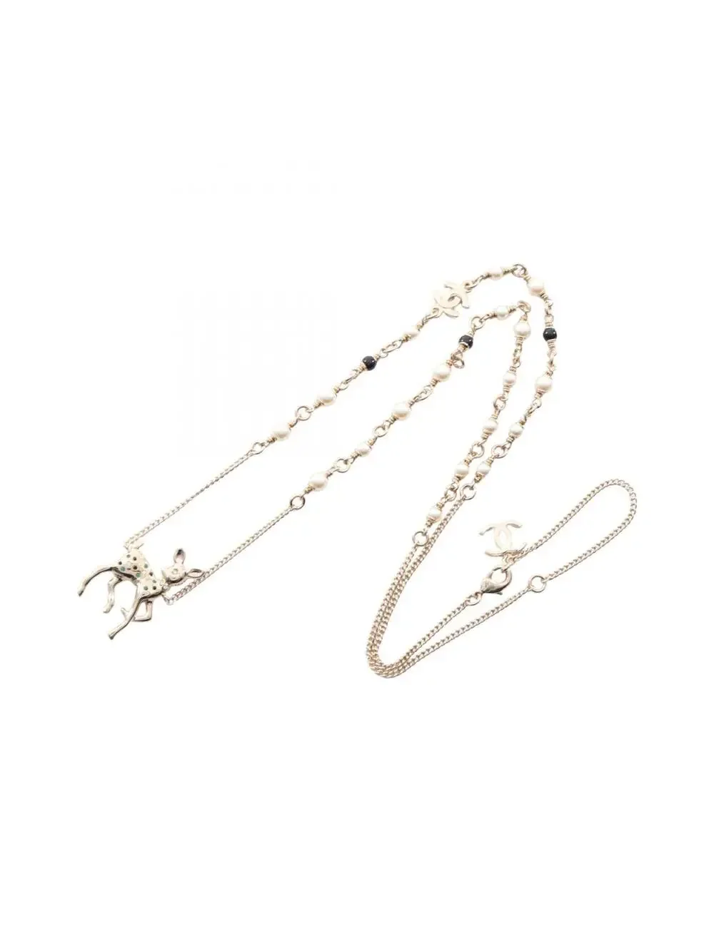 Chanel Cc Logo Pendant Necklace Gold- #244065C14B